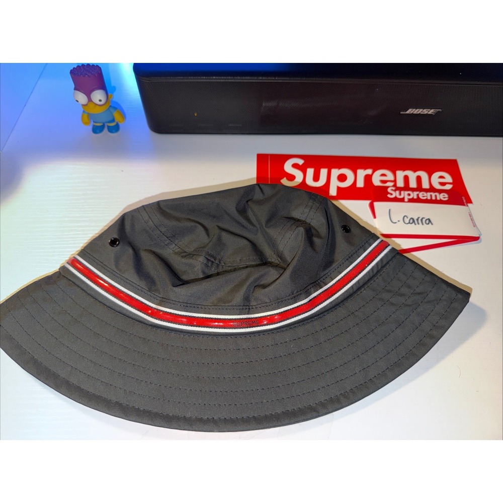 2022 Brand New Rare Supreme Silicone Stripe Crusher Navy Bucket Hat Small/medium